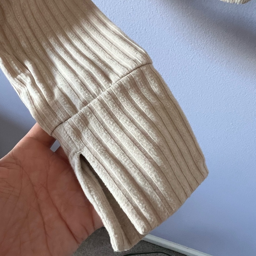 Cream Ribbed Button Down Shirt - Picture 2 of 7